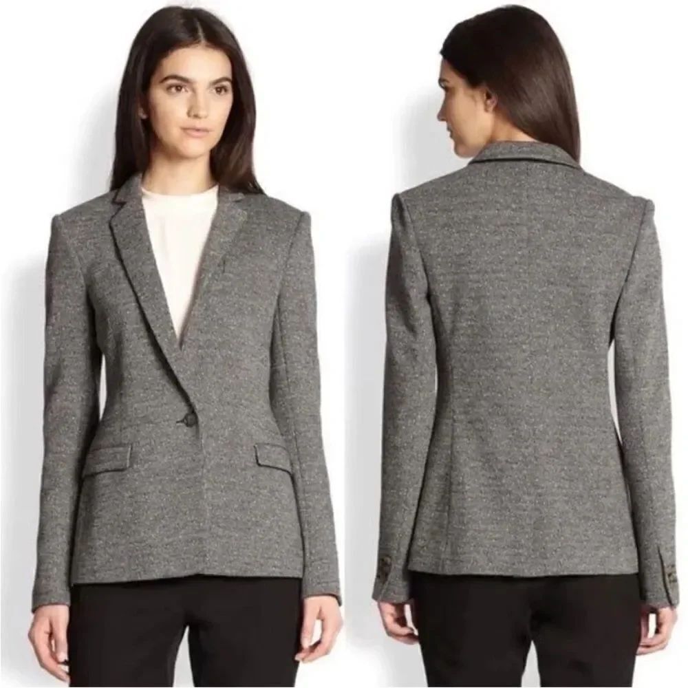Theory Dancey K Kenmore Gray Knit Longline Blazer